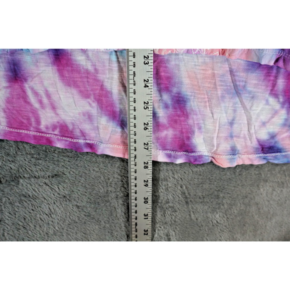 Gloria Vanderbilt Artisan Hand Dyed Purple Pink Lace Trim Tunic Tee M Floral Boh - Picture 5 of 8
